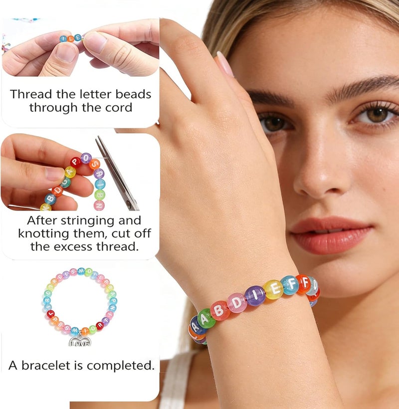 SUTOUG 1000PCS Colourful Letter Beads for Threading, 4 x 7 MM Acrylic Round Alphabet Beads for Jewellery DIY Making Crafts Bracelets Necklaces Ornaments - Image 3